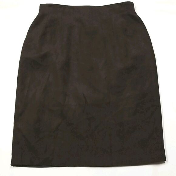 Emmanuelle Khanh Paris Pencil Skirt Women's Size S/M Back Zip Lining Chocolate - Picture 1 of 5